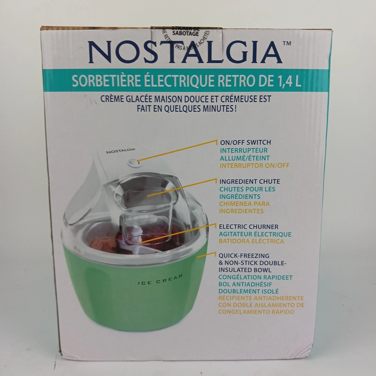 Electric Ice Cream Maker New With Box Nostalgia Green Retro 1.5-Quart