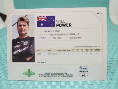 2025 Parkside Indycar NTT Base Singles (Pick Your Card) - Picture 60 of 201