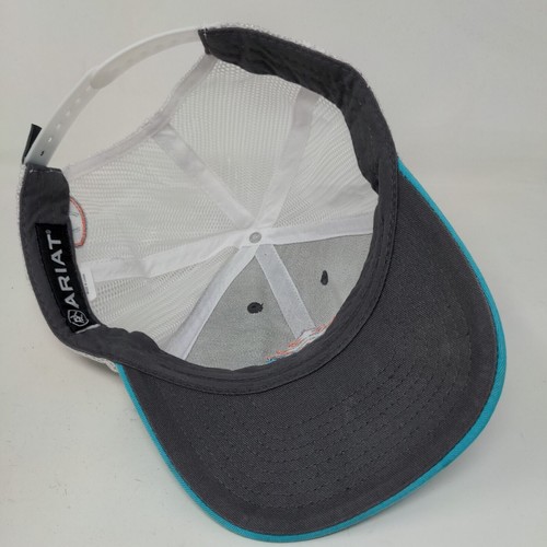 Ariat Boy's Snapback Mesh Back Hat Black Turquoise OSFM Embroidered Western Logo - Picture 6 of 8