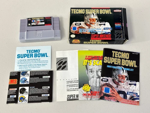 Tecmo Super Bowl (Super Nintendo Snes) Game Box Booklet & Inserts Authentic
