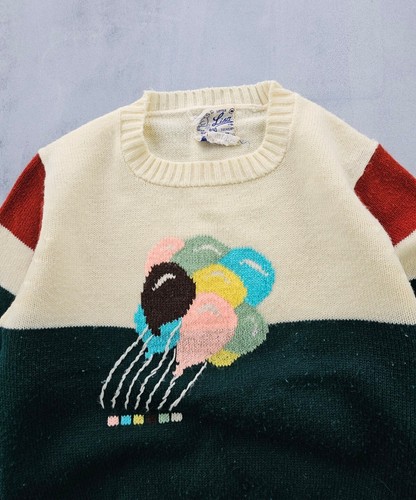 Vintage 1970s Little Lisa Balloon Sweater Acrylic Knit Girls' M - Picture 3 of 9
