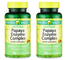 Spring Valley Papaya Enzyme 180 Chewable Tablets (2 Pack)