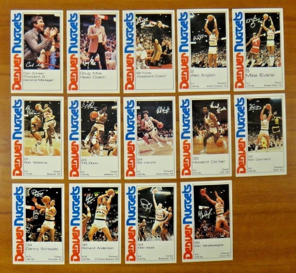 1983 Denver Nuggets Basketball Police Set Alex English Kiki Vandeweghe
