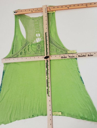 Southpole Tank Women Extra Large Sleeveless Rhinestones Glitter Crochet Green - Picture 3 of 10