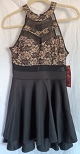 Emerald Sundae Black/Nude Lace Halter Dress - JUNIORS Size Medium NWT