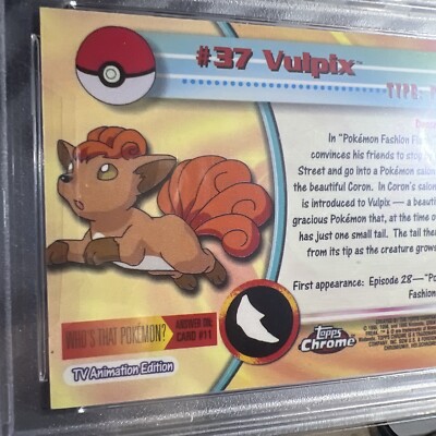 🔥PSA 9 ⭐️ Pokemon Vulpix # 37 2000 Topps Chrome T.V. Graded