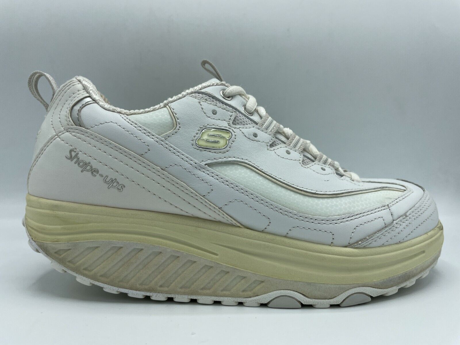 SKECHERS Shape Ups 11800 Size 8 White Leather Fitness Walking Shoes | eBay