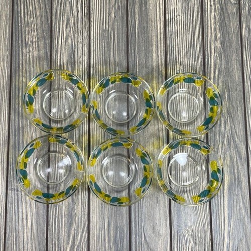 Glass Salad Fruit Bowl Apple Pear Lemon 7 Piece Set Mid Century Modern Vtg - Picture 10 of 10