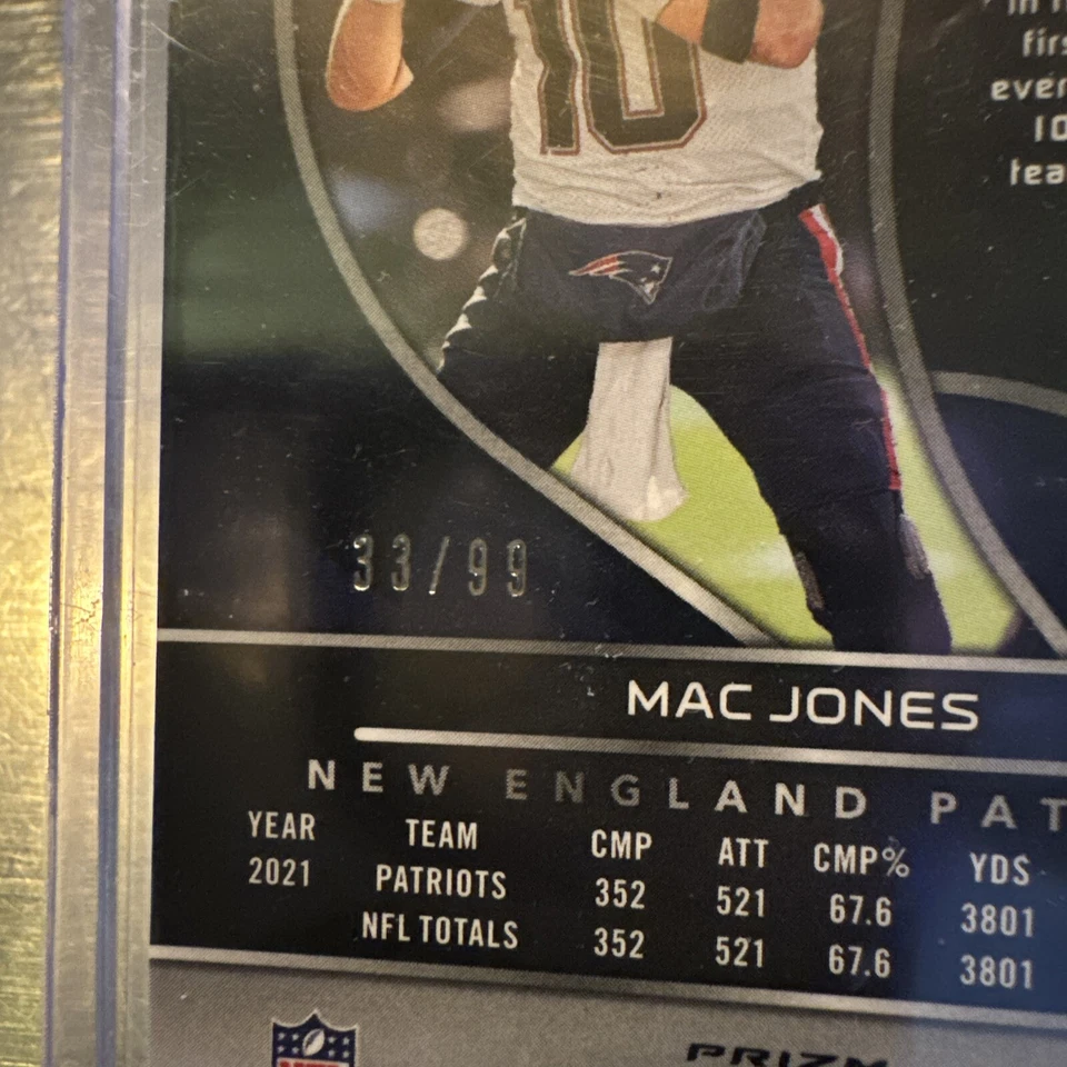 2022 Spectra Mac Jones Celestial Pulsar Prizm  33/99 SP New England Patriots - Image 3 of 3
