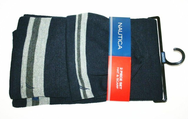 Mens Nautica Beanie Hat \u0026 Scarf Gift 2 