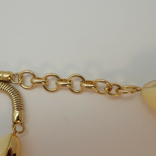Fashion Cream Lucite Bead Gold Plated Snake Chain 36" ADJ Belt - Picture 5 of 5