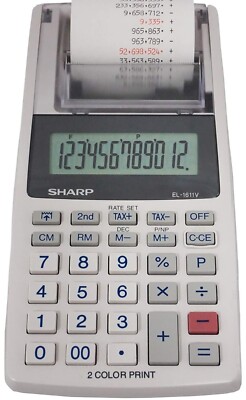 EL-1611V Handheld Portable Cordless 12 Digit Large LCD Display Two-Color Printin