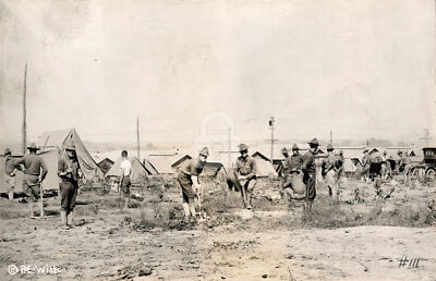 Cleaning parade ground Camp Wadsworth SC South Carolina 1917 RPPC Postcard COPY
