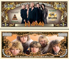Def Leppard Sheffield Rock Band Commemorative Million Dollar Bills x 2 1976