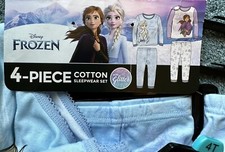 Disney GIRLS Princess 4-piece Cotton PJ Pajama Set BLUE/LILAC MULTI Size:4
