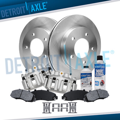 4WD Front Disc Rotors & Calipers Ceramic Brake Pads for 1997 - 2003 Ford F-150