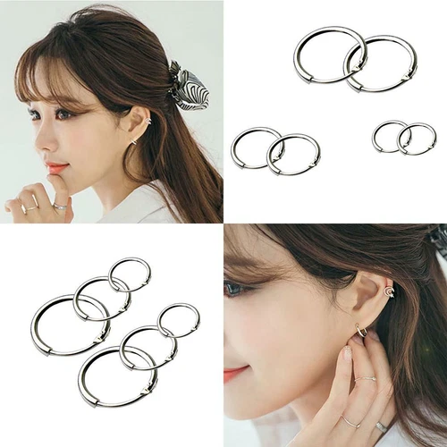 3 Pairs Fashionabe Women Round Sleeper Hoop Earrings Earrings Hoop 8/10/12mm👑