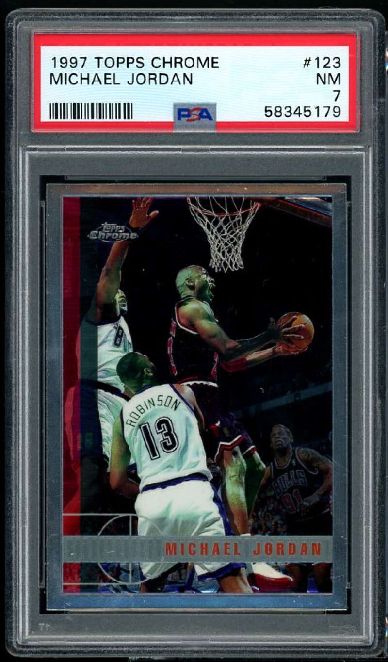Michael Jordan Card 1997-98 Topps Chrome #123 PSA 7