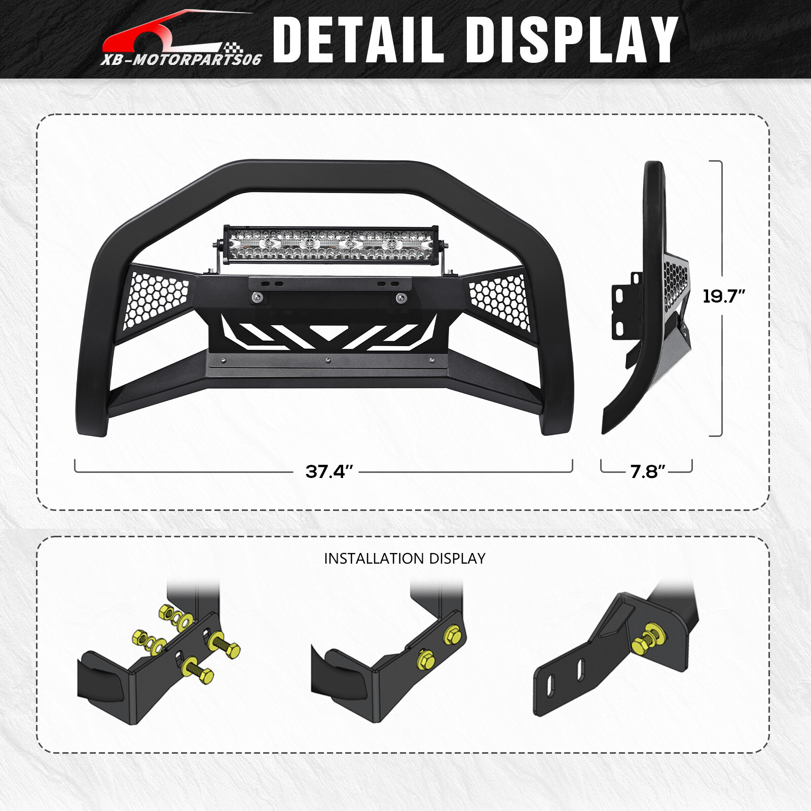 Bull Bar Front Grille Guard Bumper W/ LED Light Bar For 2007-2021 Toyota Tundra