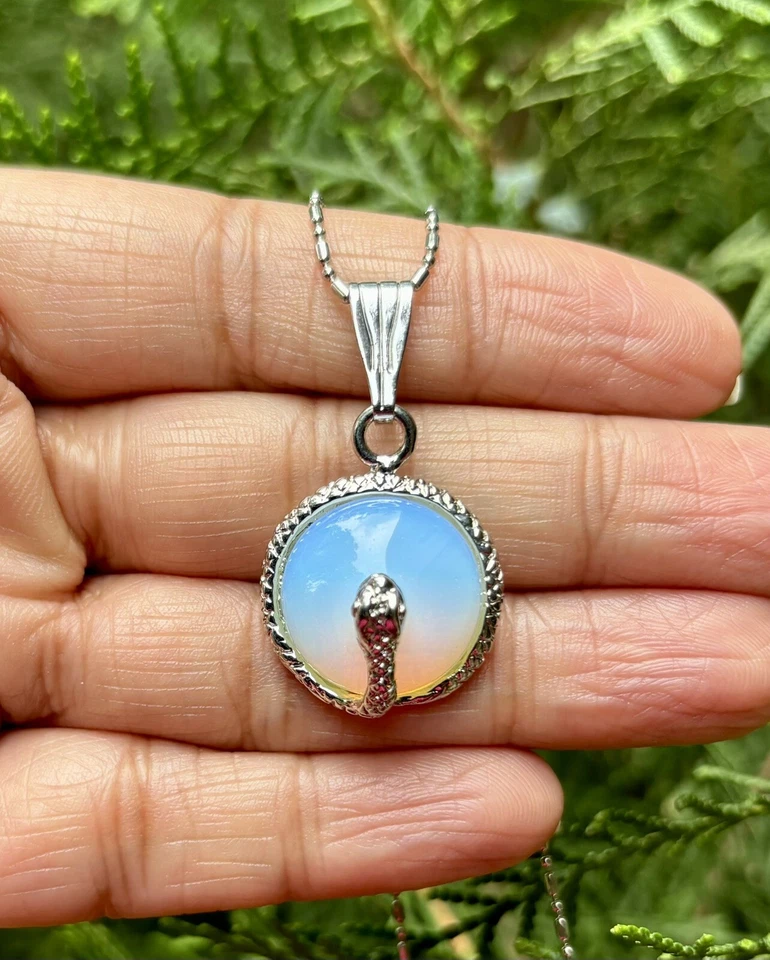 Medallón colgante de opalita opaleno relleno de oro blanco CADENA SURTIDA GRATIS #2 Foto 3 de 4