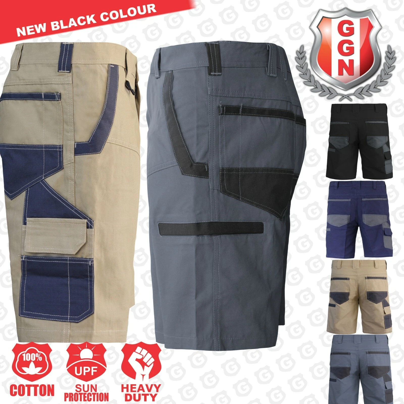 Mens Work Shorts Cotton Cargo Short Pants UPF Multi Side Pockets Tradies Shorts
Opens in a new windo