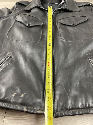 Schott NYC Perfecto Leather Police Jacket Size 44 Black Vintage
