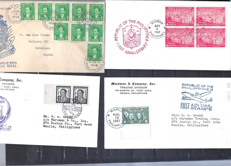 PHILIPPINES-COVERS-LOT OF 24-CANCELS!!-FRANKING!!-OLDER-F-VF-#100