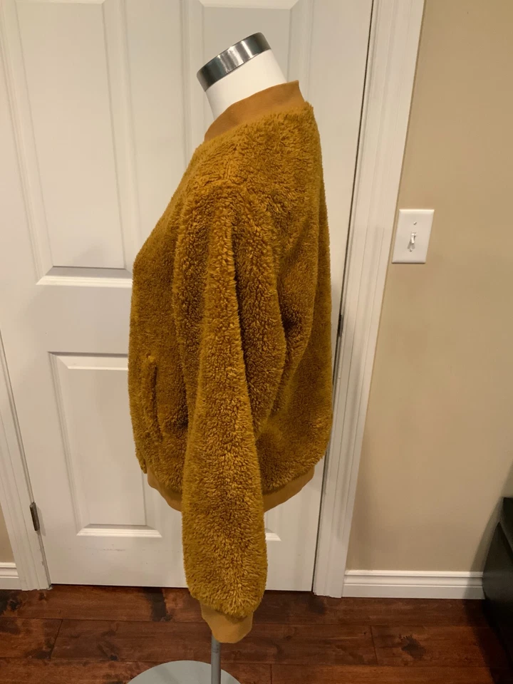 J.Crew Goldenrod Yellow Furry Fleece Jacket, Size Large - Image 3 of 4