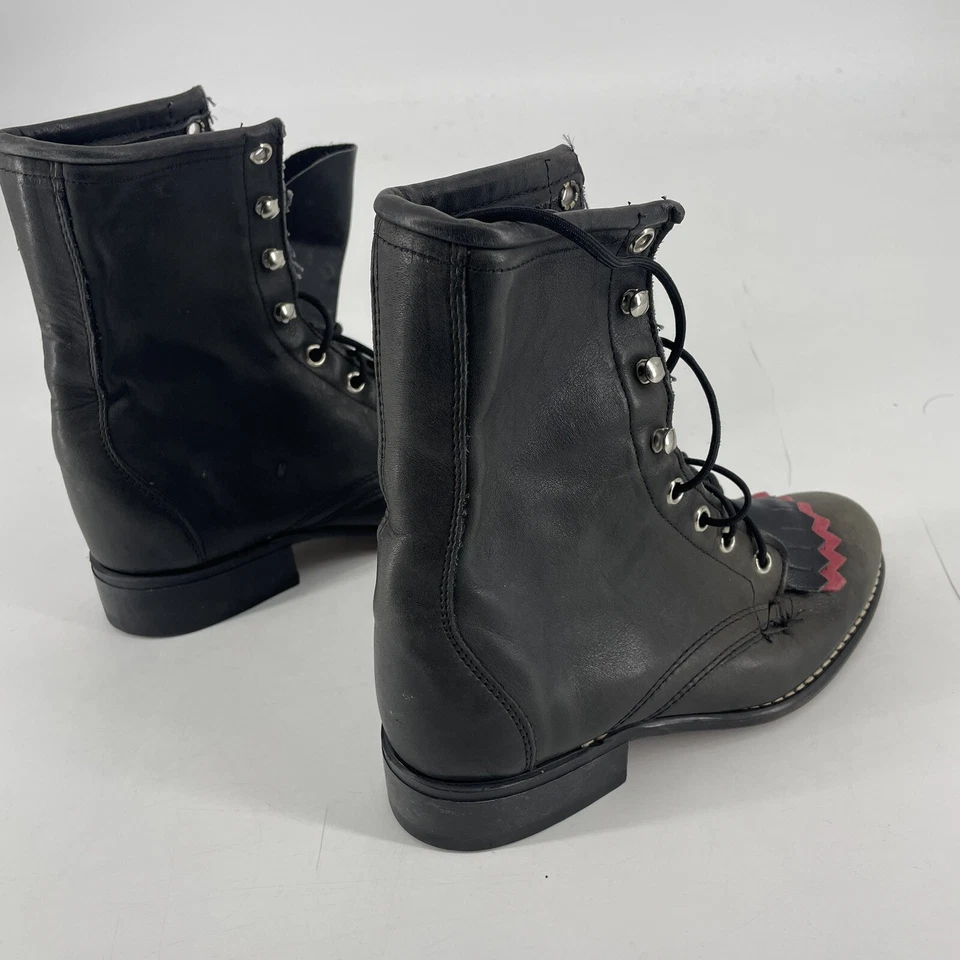 Женские Laredo кожаный Roper ботинки размер 5 1/2 черный/красный язык вставить - Изображение 4 из 4