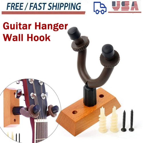 Guitar Hanger Wall Mount Holder Stand Display for Bass Violin Ukulele Wooden US