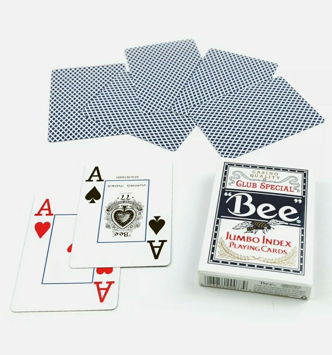 Bee JUMBO index Blue cambric POKER playing cards No.92