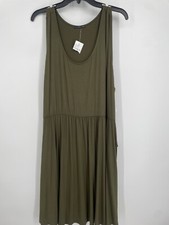 NEW West Kei Plus Size 2X Sleeveless Dress Olive Green Stretchy USA Made Pockets