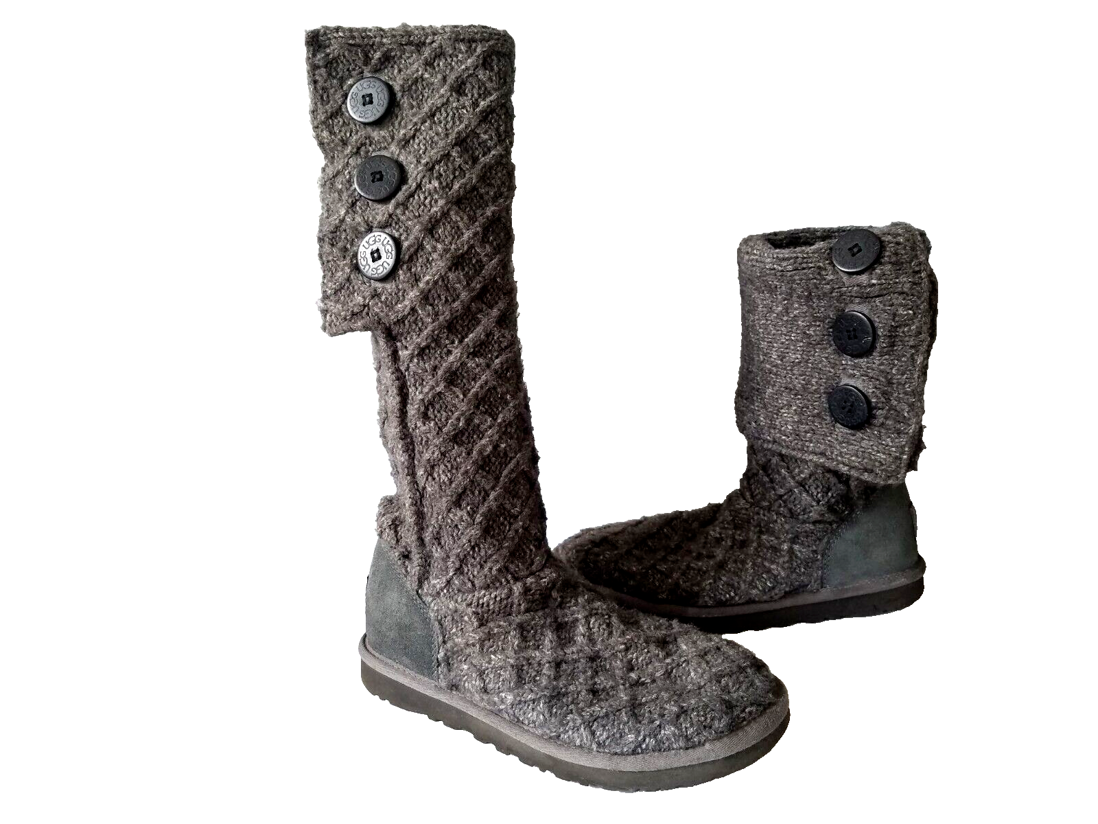 UGG Classic Cardy II Knit Gray Knee Tall Women's Boots Size 9 eBay