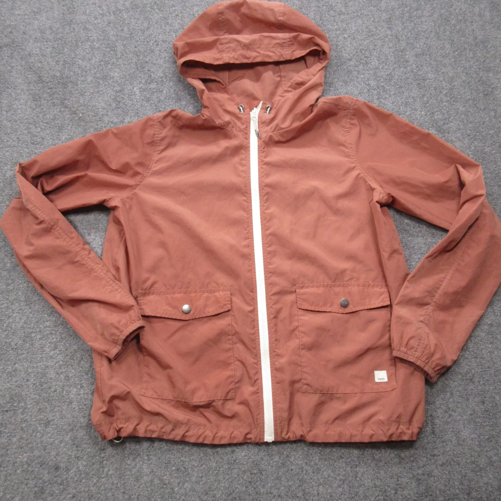 vuori long sleeve hooded pockets logo outdoor full zip santa ana jacket