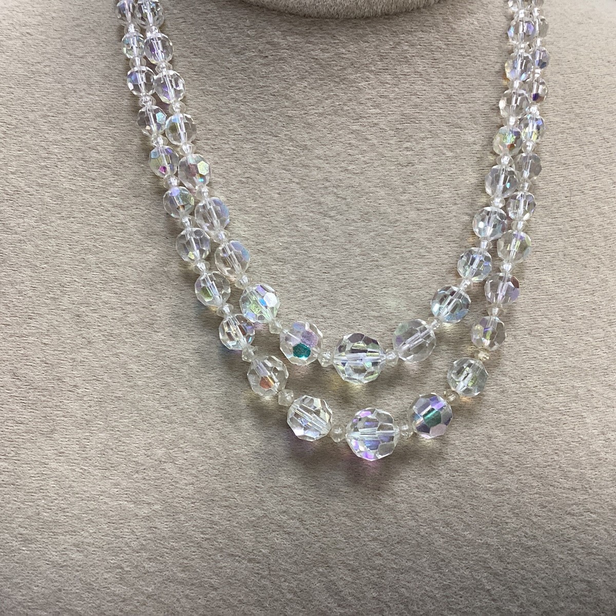 Collier Multi-rang Vintage Créateur - Perles Transparentes, Fait Main En France, Occasion