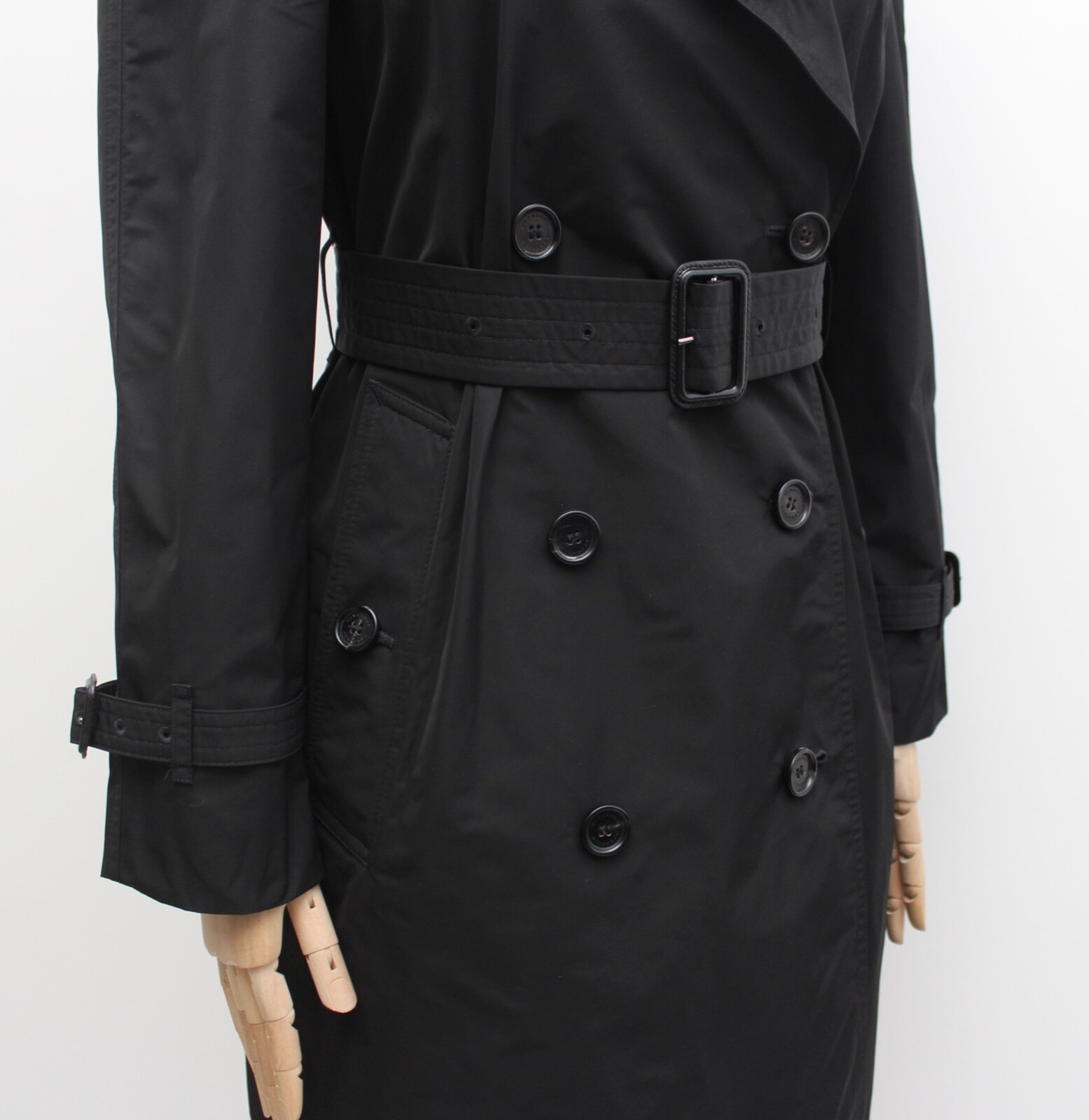 Women's BURBERRY London Amberford Trench Coat Hooded Black RARE US2 fits S image 7