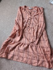 NWT! Loft Plaid Flannel Dress / Long Top Coral Long Sleeve Tiered S