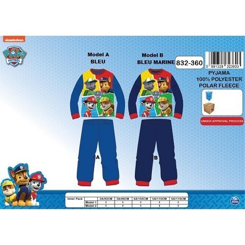 4 años AZUL Modelo A104cm Pijama forro polar PATRULLA CANINA Patrol unidad