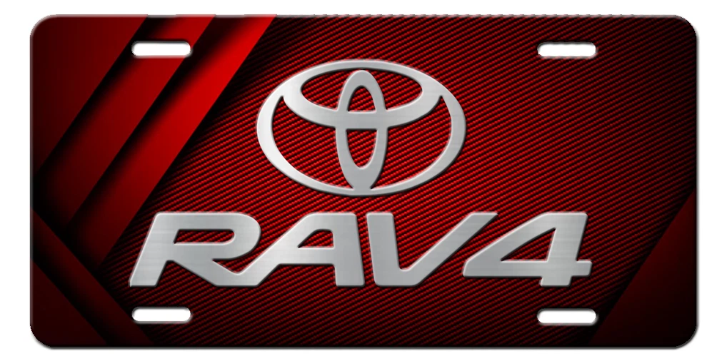 Toyota RAV4 Aluminum Vanity Novelty License Plate Tag New Red Silver ...