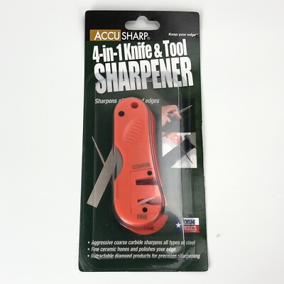 Accusharp 028C 4-in-1 Knife and Tool Sharpener - Blaze Orange - NEW