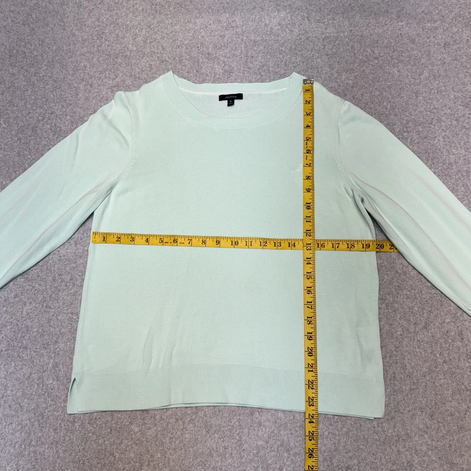 Suéter feminino Nautica XL gola redonda verde claro algodão mistura modal leve - Imagem 4 de 4