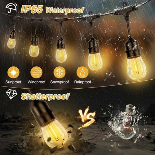 Remote Control Solar String Lights 100FT - 30+2 Shatterproof Bulbs for Parties - Picture 7 of 10