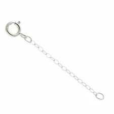 14k Solid White Gold 1.5mm Flat Cable Chain Extender Necklace  1" to 10" 