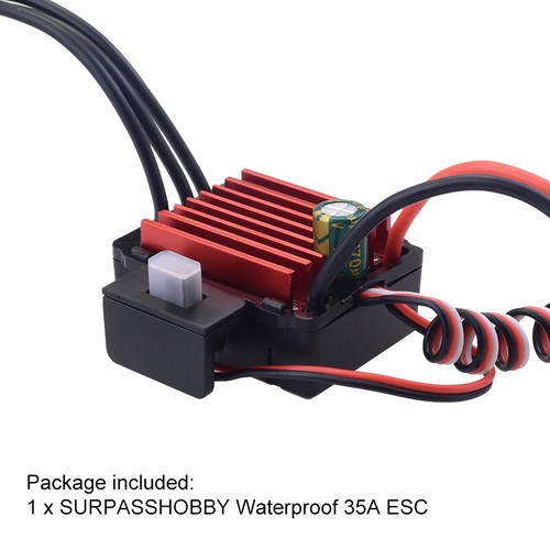 SURPASSHOBBY 35A ESC Waterproof Controller for 1/16 1/14 RC Car 2838 2845 motor - Picture 8 of 11