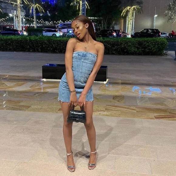 denim bandeau dress zara