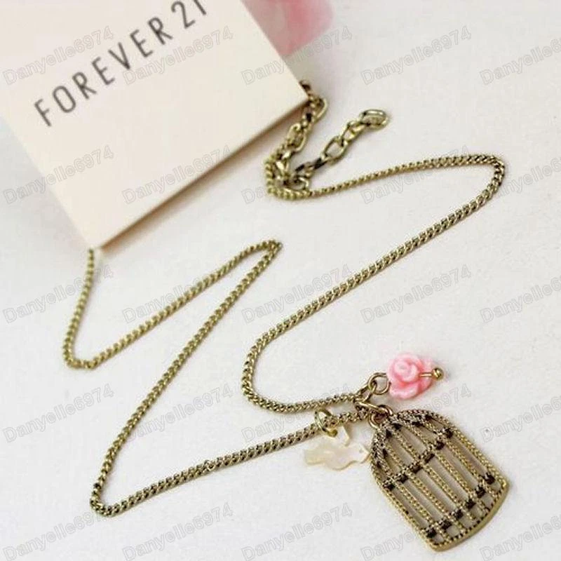 COLGANTE JAULA PÁJARO Retro Flor MOP PÁJAROS/ROSA ROSA Vintage Latón Chapado en Oro Foto 2 de 3