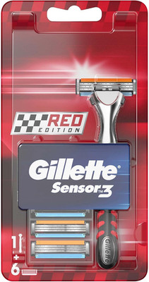 Gillette Sensor3 Red Edition Men's Shaving Razor With 6 Replaceable Cartridges