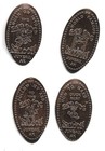 4 Copper elongated pennies (cents) RED DOG SALOON Juneau AK m#1 two-sided — photo 1