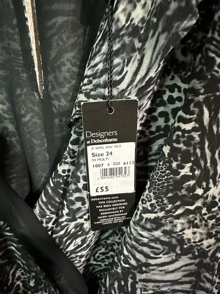 Star By Julien Macdonald Plus Size Animal Print Wrap Midi Dress Size 24 BNWT - Image 3 of 4