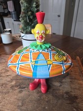 Vintage tin spinning top 2 faced clown from West Germany Karl Rohrseitz Zimdorf